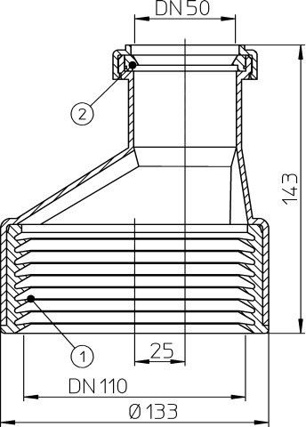 Перехідник Hutterer & Lechner DN50/110 HL9/50/1 HL9/50/1 фото