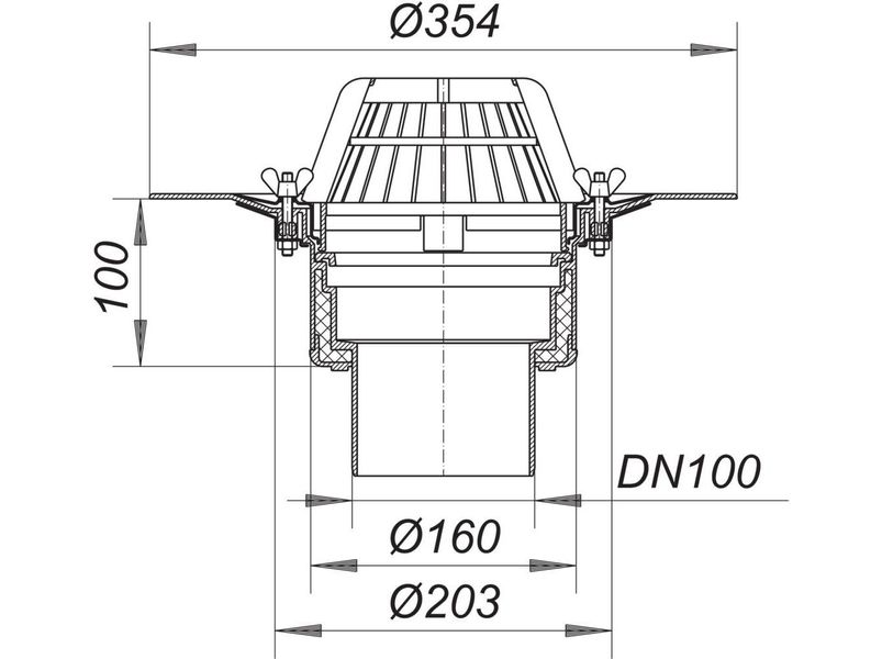Покрівельні воронки Dallmer 62 DN100 (HL62/1), з притисним фланцем з нержавіючої сталі 621061 фото