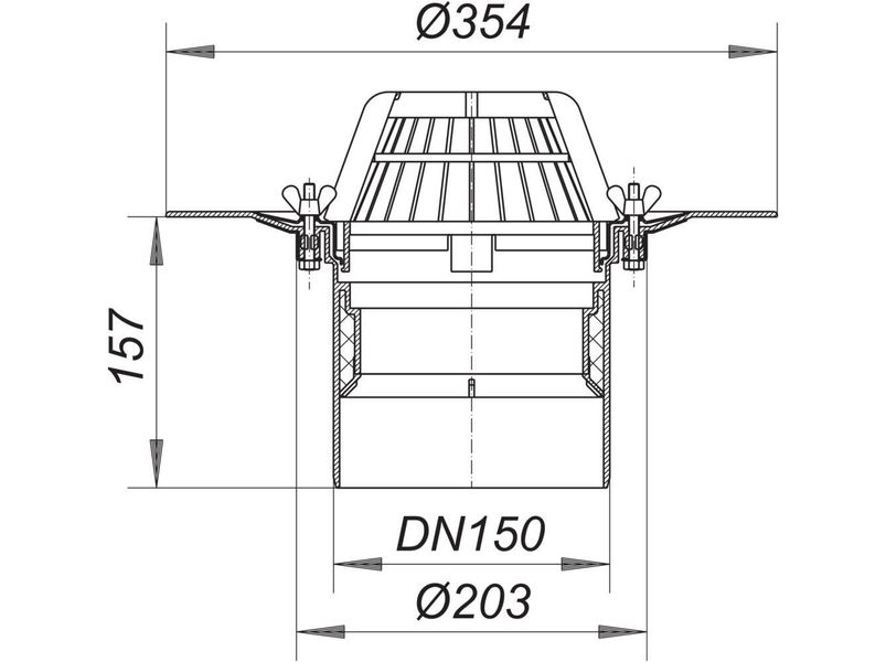 Покрівельні воронки Dallmer 62 DN150 (HL62/5), з притисним фланцем з нержавіючої сталі 621061 фото
