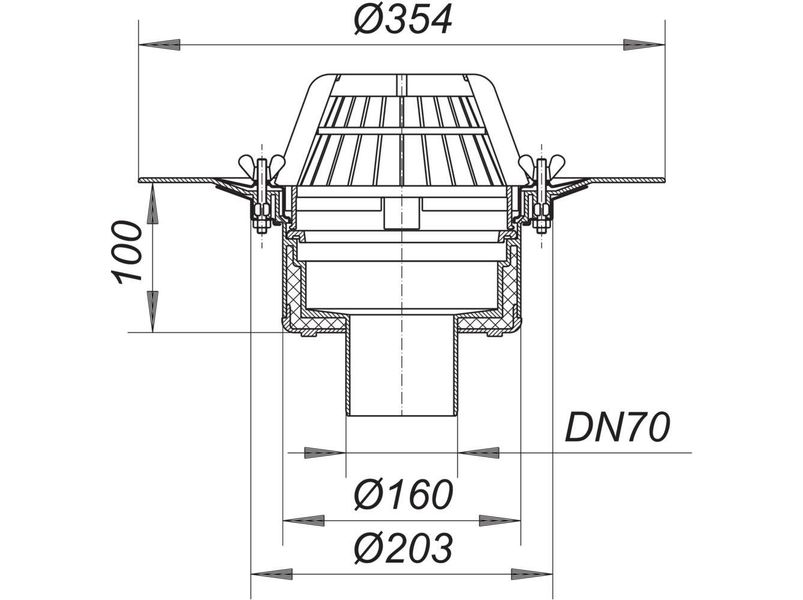 Покрівельні воронки Dallmer 62 DN70 (HL62/7), з притисним фланцем з нержавіючої сталі 621061 фото