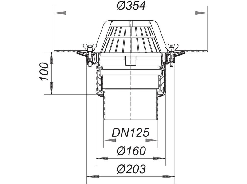 Покрівельні воронки Dallmer 62 DN125 (HL62/2), з притисним фланцем з нержавіючої сталі 621061 фото