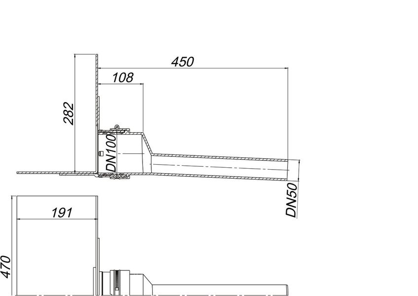 Парапетна воронка Attic drain DallBit, DN 50 Dallmer (HL68H.0/50) з фартухом з полимербитумного руберойду 635310 фото