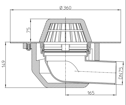 Покрівельна воронка Hutterer & Lechner DN75 з горизонтальним випуском з ПП-фланцем HL64F/7 HL64F/7 фото