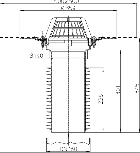 Ремонтна покрівельна воронка Hutterer & Lechner для DN160 з бітумним полотном HL69H/5 HL69H/5 фото