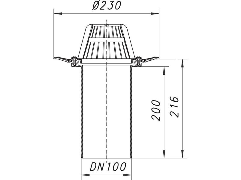 Воронка DALLMER типу 84 D, вертикальний випуск DN110 із затискним кільцем із нержавіючої сталі 831668 фото