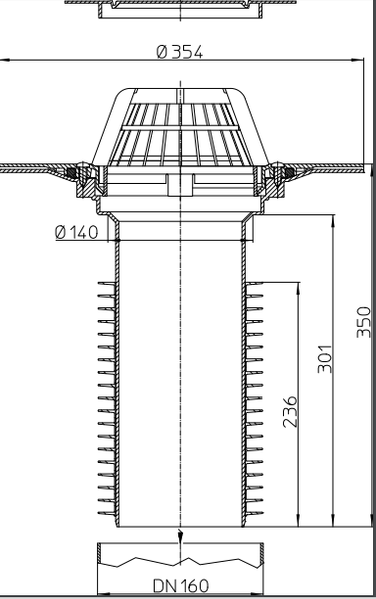 Ремонтна покрівельна воронка Hutterer & Lechner з ПВХ-консоллю для DN160 HL69P/5 HL69P/5 фото