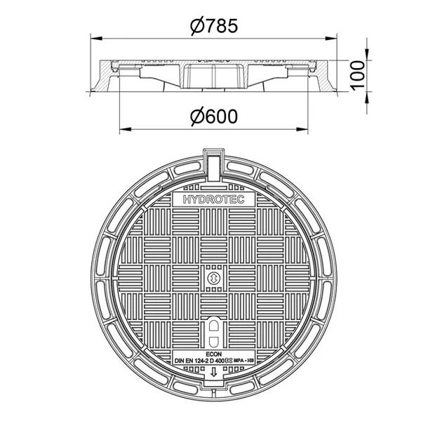 Люк каналізаційний чавунний Cover ECON 600 D400 894708 фото