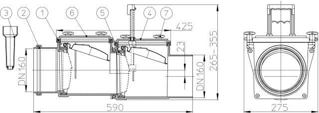 Механічний каналізаційний затвор Hutterer & Lechner DN160 HL715.2 HL715.2 фото