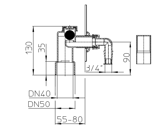 Підключення Hutterer & Lechner для пральної або посудомийної машини DN40/50 HL440 HL440 фото